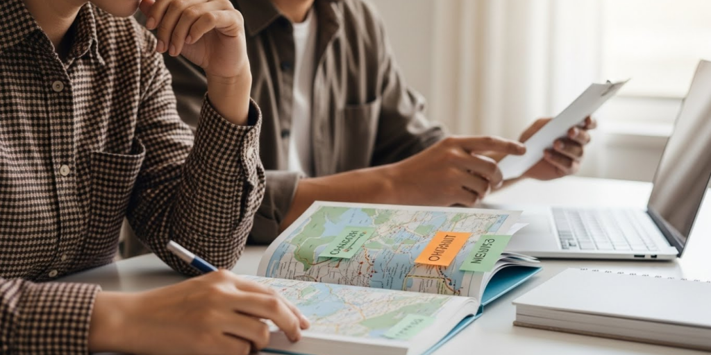 Comece pelo seu roteiro — não pelo mapa de preços